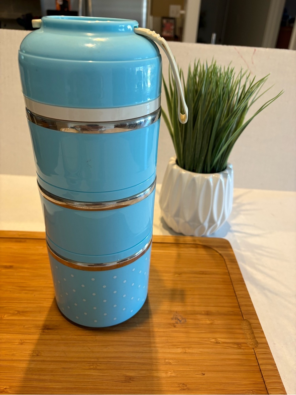 Blue Stackable Insulated Food Container - Portable Lunch Carrier